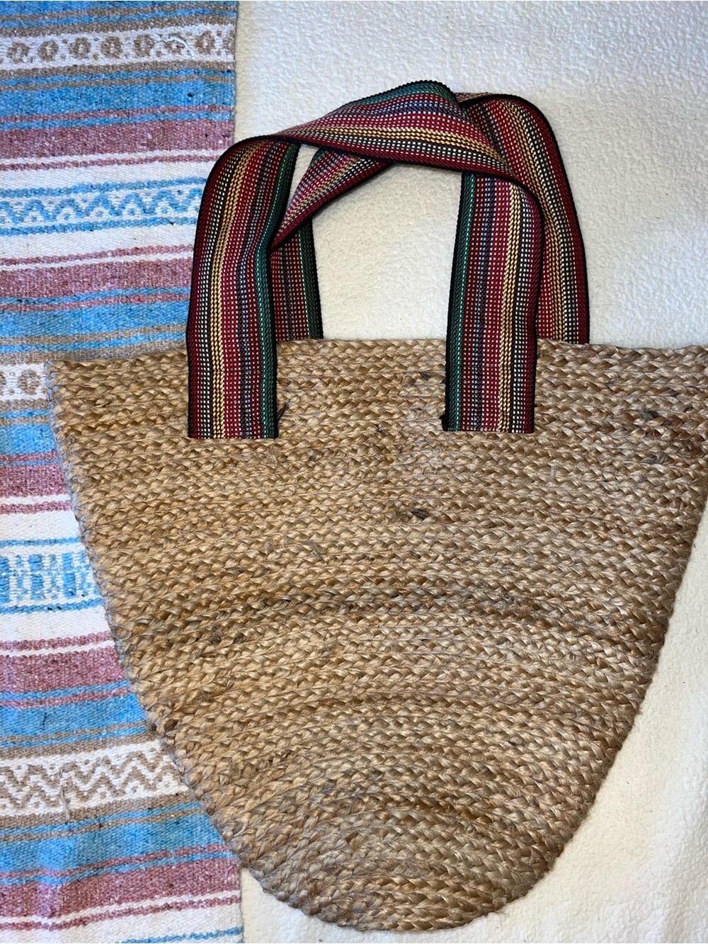 Mersea Natural Woven Straw Jute Tote Rattan Large Beach Tote